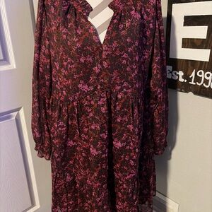 TERRA & SKY New! Women’s Flowered Dress Low Midi Dress 1X
